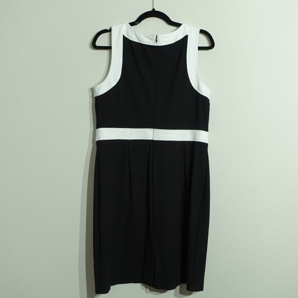 Talbots Womens Sheath Dress Sleeveless White Trim Bacl Slit Black Size 14P - Picture 5 of 10